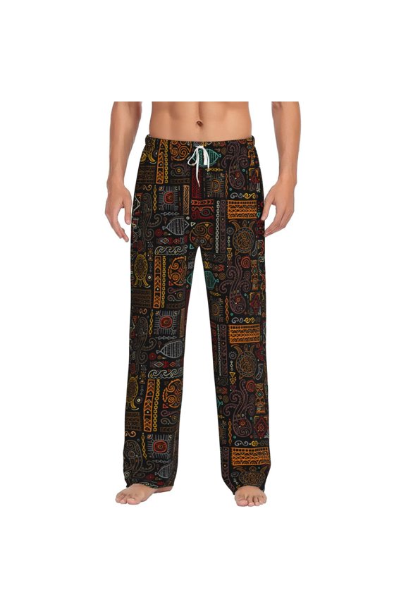 Polynesian Turtles for Men's PJ Pajama Pants Sleep Pants Men's Home Trousers with Pockets,S-3XL-Medium