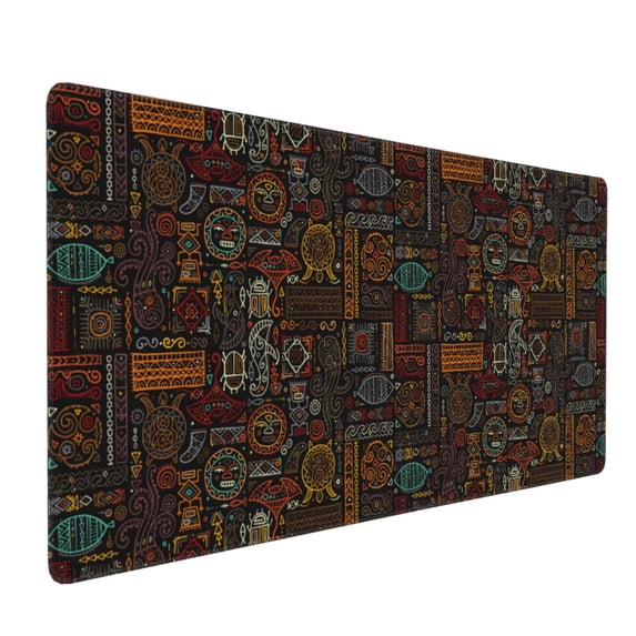 Hirioo Polynesian Turtles for Mouse Pad ,Anti-Slip Base, Durable Stitched Edges, Perfect for Gaming, Office, and Home Use,16x35.5in