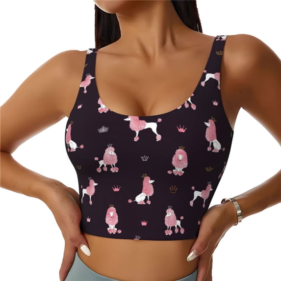 Hirioo Poodle Dog for Women's Sports Vest with Full-Print Design, Stretchy Fabric and Removable Pads-XX-Large