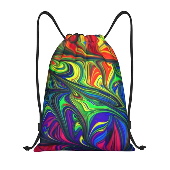 Hirioo Pride Rainbow Print Drawstring Backpack Bag Sport Versatile Sports Backpack for Gym, Travel, Swimming, Beach