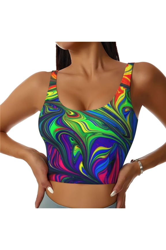 Pride Rainbow for Women's Sports Vest with Full-Print Design, Stretchy Fabric and Removable Pads-Medium