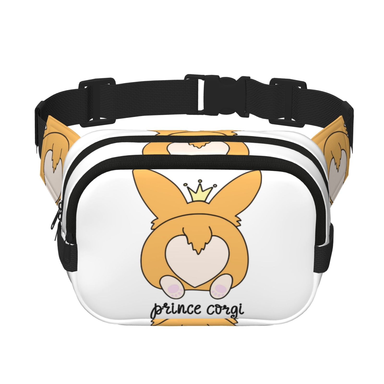 Hirioo Prince Corgi Dog for Double Layer Waist Bag Adjustable Fanny Pack For Travel Running Hiking