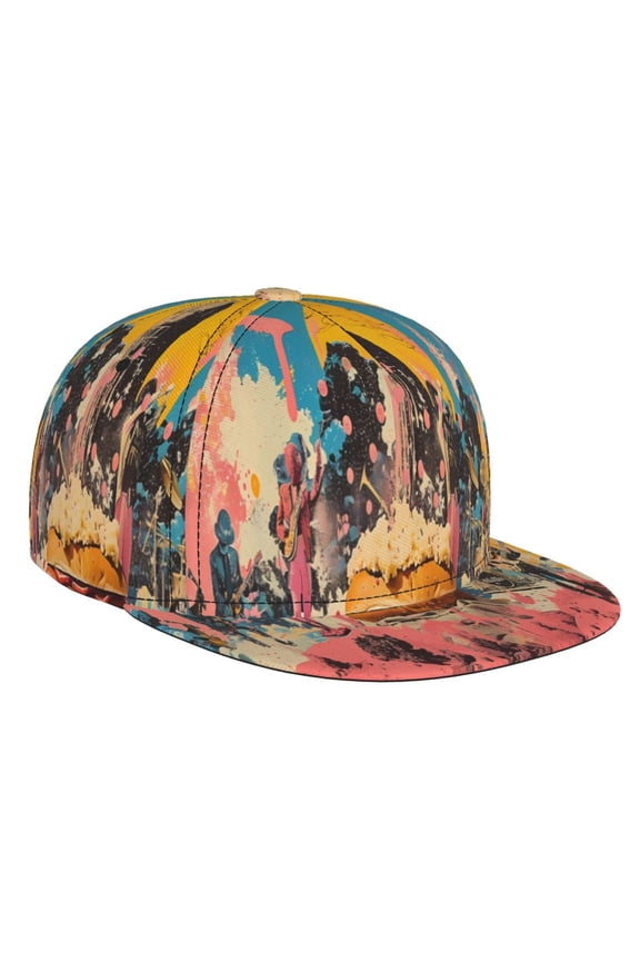 Psychedelic Band Hotdog Art for Baseball Cap Men Cap Flat Brim for Men Women Teens Adjustable Baseball Cap