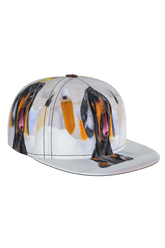 Puppy Sits In Bathtub for Baseball Cap Men Cap Flat Brim for Men Women Teens Adjustable Baseball Cap