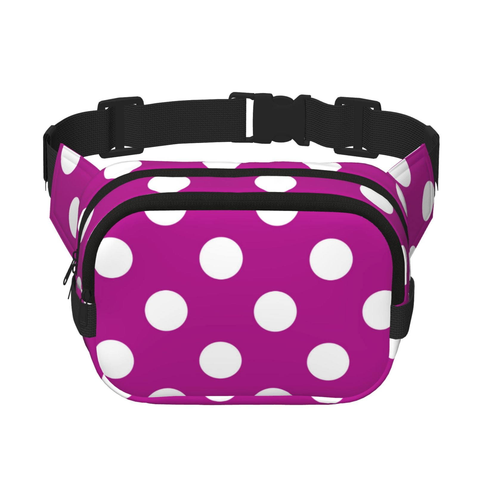 Hirioo Purlpe And White Polka Dot for Double Layer Waist Bag Adjustable Fanny Pack For Travel Running Hiking