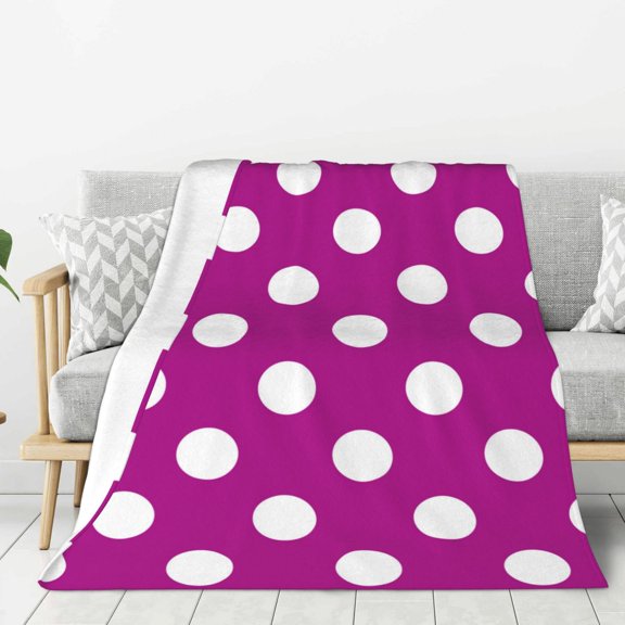Hirioo Purlpe And White Polka Dot for Flannel Blanket, Cozy and Warm Throw for Bed or Couch ,Perfect for All Seasons-80"x60"