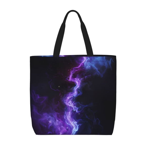 Hirioo Purple And Blue Nebula for Tote Bag for Women, Quilted Shoulder Bag with Zipper, Large Capacity Handbags for Casual, Travel, Work