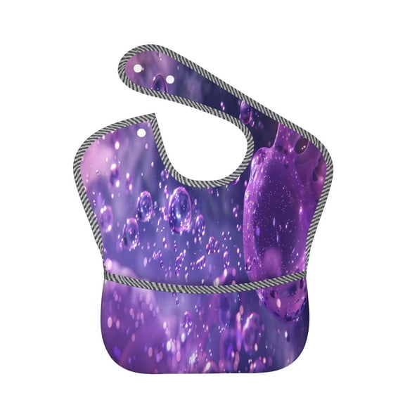 Hirioo Purple Bubble Abstract Art for Baby Waterproof Pocket Bib Adjustable Closed for Babies Toddlers with Large Pocket 6-24Months