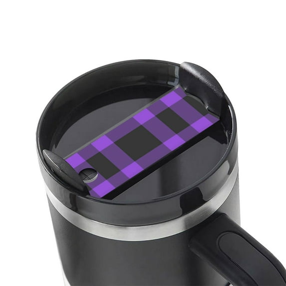 Hirioo Purple Buffalo Plaid for Stanley Cup Lid Nameplate Personalized Acrylic Nameplate Tumbler Lid Topper(30oz , 40oz)