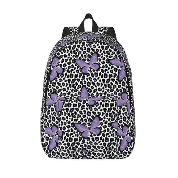 Hirioo Purple Butterflies Canvas Backpack, Durable Travel Backpack with Multiple Compartments,Large Capacity, Backpack for School, Hiking, Work