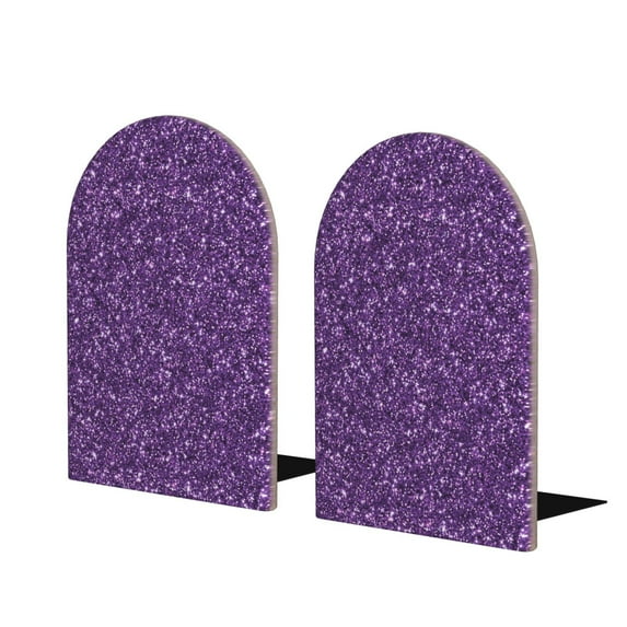 Hirioo Purple Glitter for Bookends Decorative Bookends for Shelves for Home or Office, Non-Slip Base