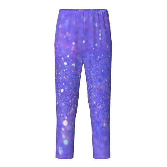 Hirioo Purple Glitter for Teenagers' Pajama Pants Womens Lounge Pants with Pockets Pj Bottoms Pants for Men-Medium