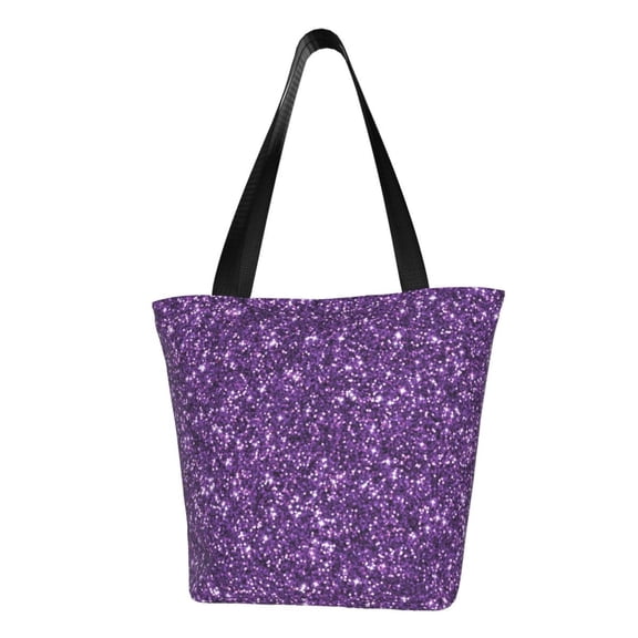 Hirioo Purple Glitter for Women's Casual Shoulder Tote Bag Handbag For Women Work College Travel Business Shopping