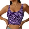 thumbnail image 1 of Hirioo Purple Leopard for Women's Sports Vest with Full-Print Design, Stretchy Fabric and Removable Pads-Medium, 1 of 8