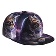 thumbnail image 1 of Hirioo Purple Moon Cat for Baseball Cap Men Cap Flat Brim for Men Women Teens Adjustable Baseball Cap, 1 of 7