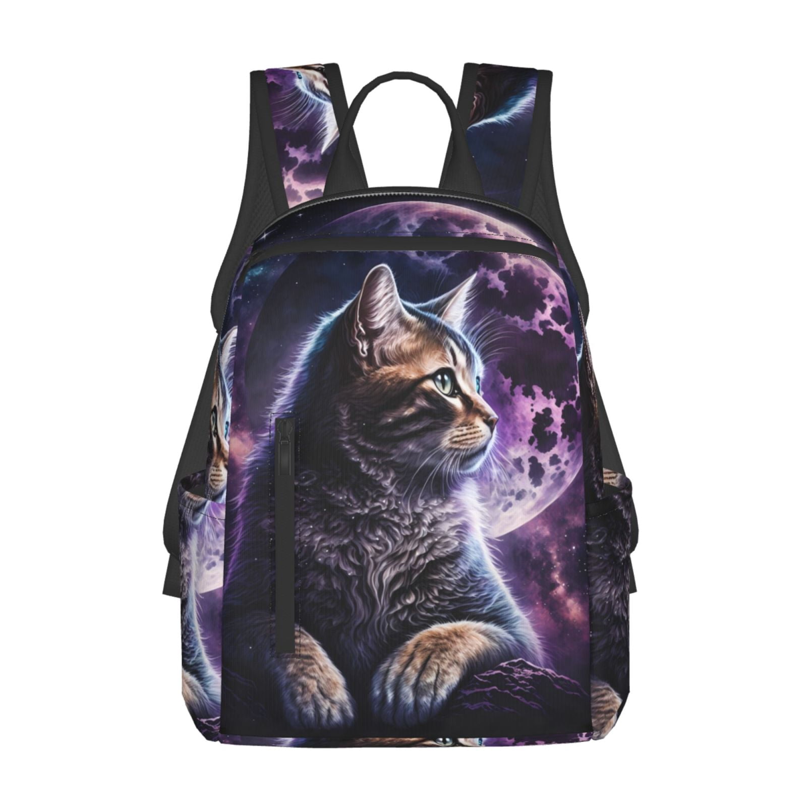 Hirioo Purple Moon Cat for Lightweight Backpack, Durable and Comfortable, Ideal for Travel, School, Hiking, and Everyday Use
