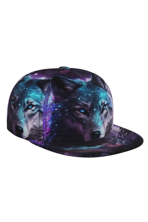 Purple Sky Wolf for Baseball Cap Men Cap Flat Brim for Men Women Teens Adjustable Baseball Cap