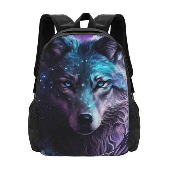 Hirioo Purple Sky Wolf for Minimalist Backpack Large Capacity Backpack Travel Backpack For School