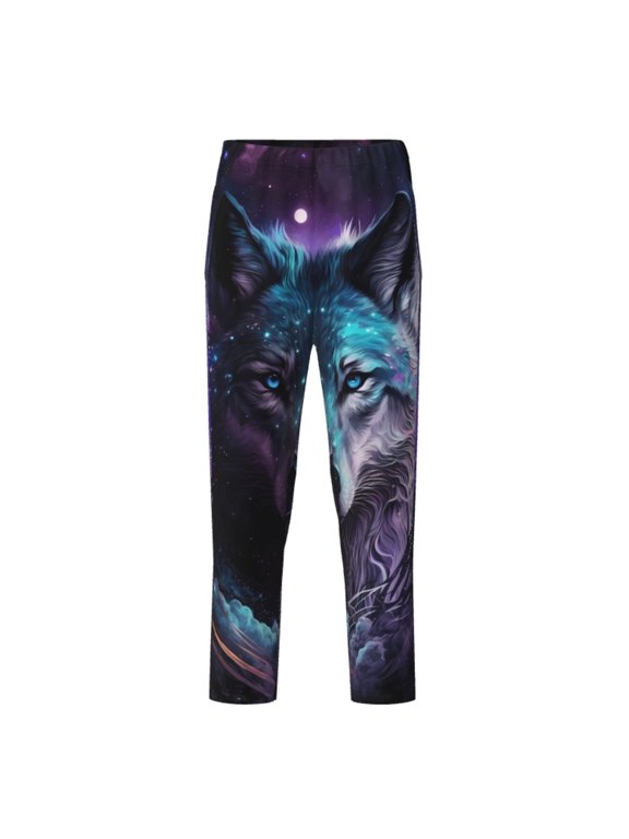 Purple Sky Wolf for Teenagers' Pajama Pants Womens Lounge Pants with Pockets Pj Bottoms Pants for Men-XS(5-6)