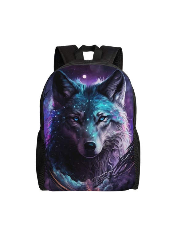 Purple Sky Wolf for Travel Backpack for Women Men, Lightweight and Durable,Gift for Weekender, College, Work,and Outdoor Activities