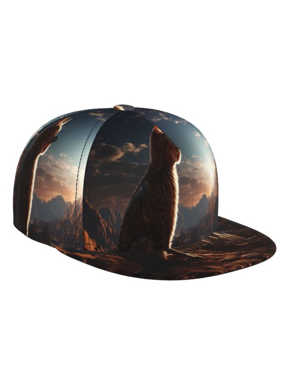 Pyramid Desert Cat for Baseball Cap Men Cap Flat Brim for Men Women Teens Adjustable Baseball Cap