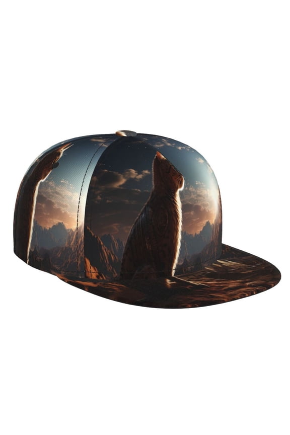 Pyramid Desert Cat for Baseball Cap Men Cap Flat Brim for Men Women Teens Adjustable Baseball Cap