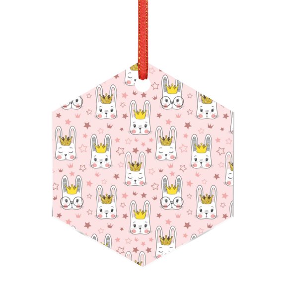 Hirioo Queen For Rabbit for Acrylic Christmas Pendant Hanging Christmas Tree Ornaments, Car, Home, Office Gift Decor-Hexagon