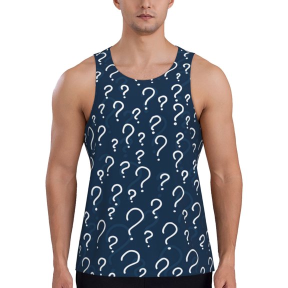 Hirioo Question Marks for Men's Workout Tank Top Sleeveless Shirts Quick Dry for Men-Large