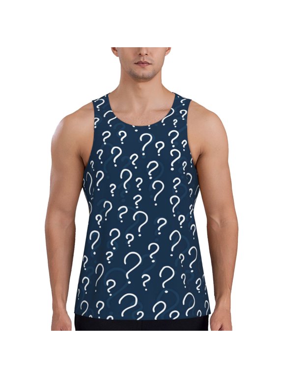Question Marks for Men's Workout Tank Top Sleeveless Shirts Quick Dry for Men-Large