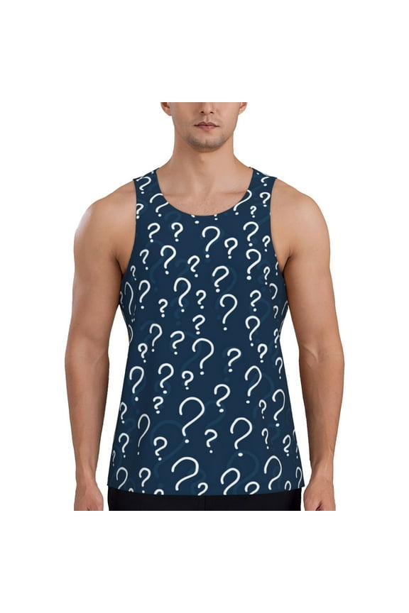 Question Marks for Men's Workout Tank Top Sleeveless Shirts Quick Dry for Men-Large