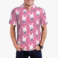 thumbnail image 1 of Hirioo Rabbit Holding Flowers for Men’s Polo Shirts Quick Dry Short Sleeve Golf T Shirt Performance Moisture Wicking Casual Workout,Sizes S-4XL-XX-Large, 1 of 6