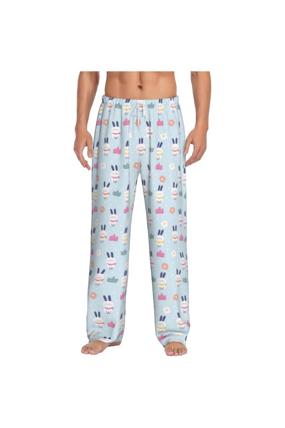 Rabbit In The Rain for Men's PJ Pajama Pants Sleep Pants Men's Home Trousers with Pockets,S-3XL-XX-Large