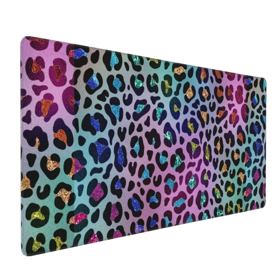 Hirioo Rainbow Animal Skin for Mouse Pad ,Anti-Slip Base, Durable Stitched Edges, Perfect for Gaming, Office, and Home Use,16x35.5in