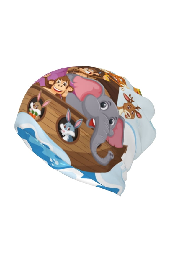 Rainbow Animals on Noah's Ark for Multifunction Beanie Hat for Men and Women Unisex for Winter Sports, Outdoor Activities, and Daily Wear