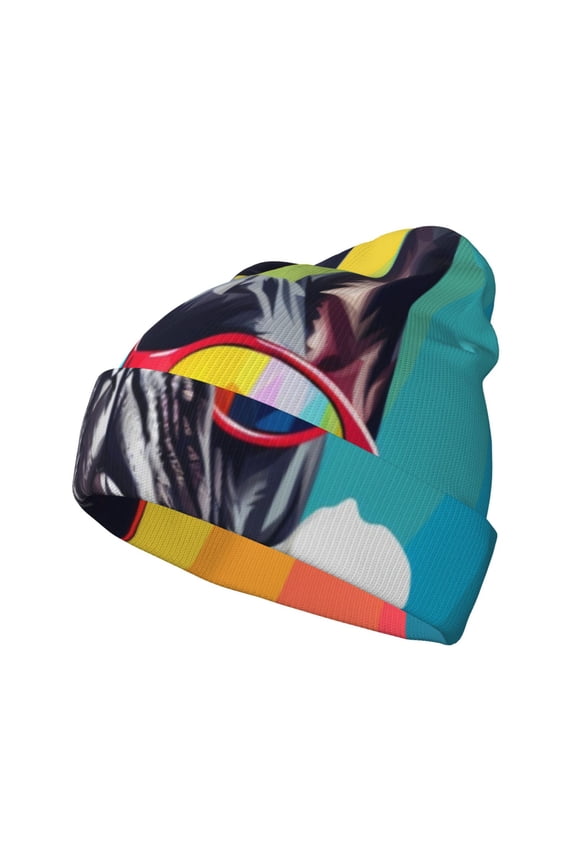 Rainbow Bulldog Sunglasses for Men's Knit Cuffed Beanie for Outdoor Activities Unisex