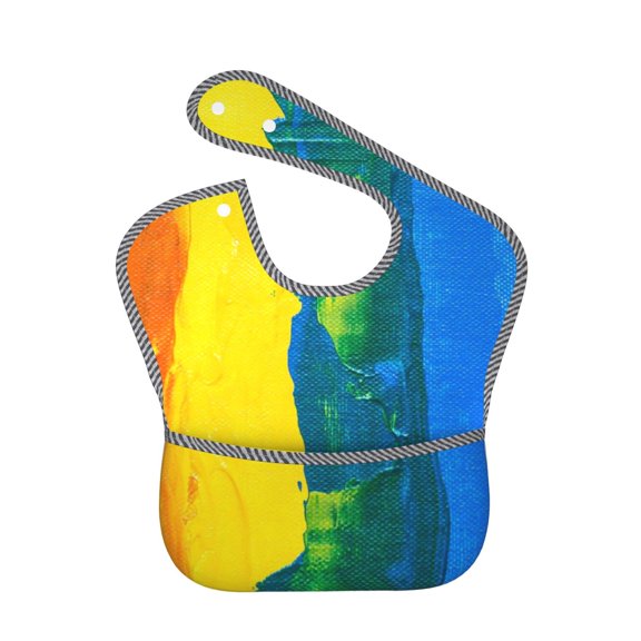 Hirioo Rainbow Colored for Baby Waterproof Pocket Bib Adjustable Closed for Babies Toddlers with Large Pocket 6-24Months