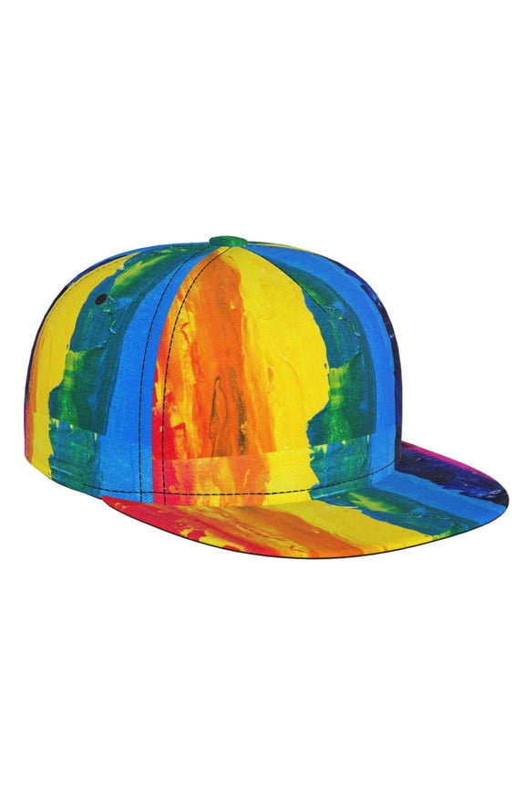 Rainbow Colored for Baseball Cap Men Cap Flat Brim for Men Women Teens Adjustable Baseball Cap