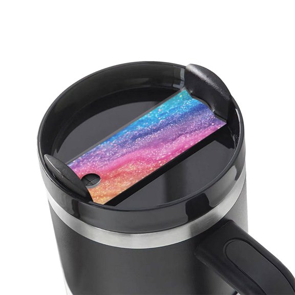 Hirioo Rainbow Glitter Cute for Stanley Cup Lid Nameplate Personalized Acrylic Nameplate Tumbler Lid Topper(30oz , 40oz)
