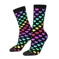 thumbnail image 1 of Hirioo Rainbow Hearts Pattern Adult Middle Tube Socks Breathable Sock Non-Pilling,Contrasting Color Design, 1 of 6