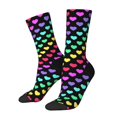 thumbnail image 1 of Hirioo Rainbow Hearts Pattern Adult Middle Tube Socks Breathable Sock Non-Pilling,Contrasting Color Design, 1 of 6