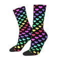 thumbnail image 1 of Hirioo Rainbow Hearts Pattern Adult Middle Tube Socks Breathable Sock Non-Pilling,Contrasting Color Design, 1 of 6