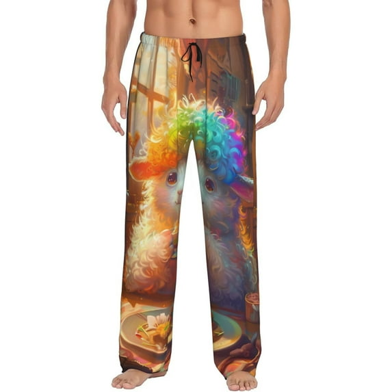 Hirioo Rainbow Lamb Breakfast for Women's PJ Pajama Pants Sleep Pants Women's Home Trousers with Pockets,S-3XL-Small