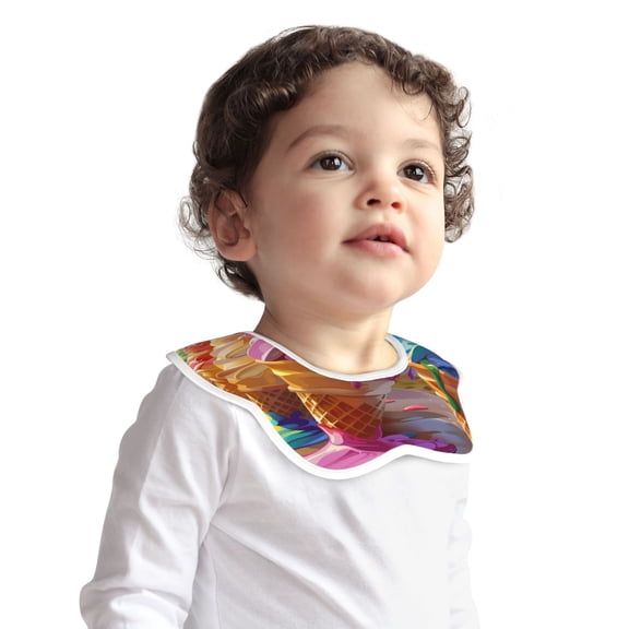 Hirioo Rainbow Melting Ice Cream for Baby Cotton Petal Bib Drool Bibs for Baby Boy Unisex