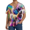 thumbnail image 1 of Hirioo Rainbow Poodle Urban Street for Men's Cuban Collar Short Sleeve Shirt Button Down Shirt Beach Summer Shirts Wedding Vacation Shirts-X-Large, 1 of 5