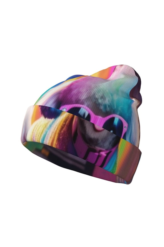 Rainbow Poodle Urban Street for Men's Knit Cuffed Beanie for Outdoor Activities Unisex