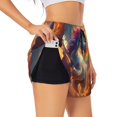 thumbnail image 1 of Hirioo Rainbow Sunset Cloud White Horse for Women's Double Layer Athletic Shorts High-Performance Gym Shorts with Inner Pocket, Elastic Waistband-Medium, 1 of 7