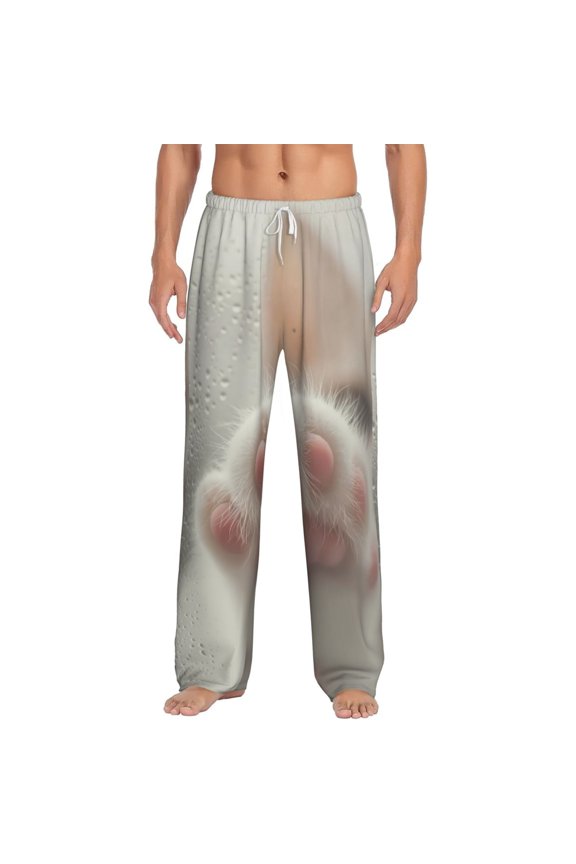Raindrop Kitten Paw for Men's PJ Pajama Pants Sleep Pants Men's Home Trousers with Pockets,S-3XL-3X-Large