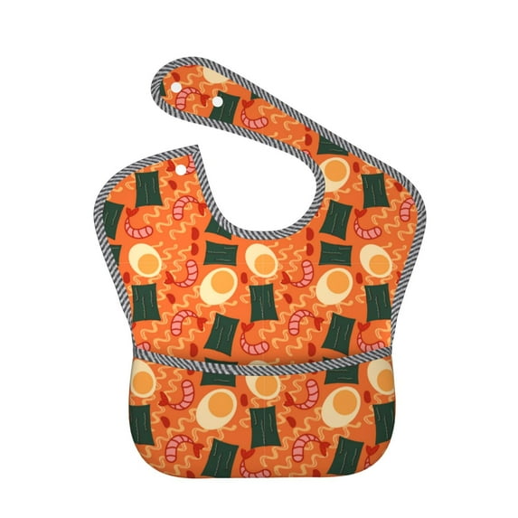 Hirioo Ramen Noodle Soup for Baby Waterproof Pocket Bib Adjustable Closed for Babies Toddlers with Large Pocket 6-24Months