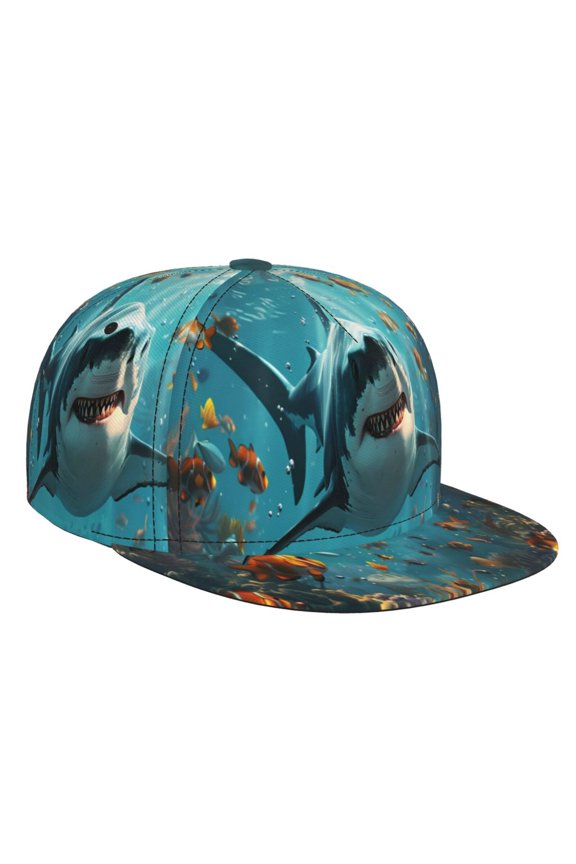 Realistic Ocean Shark for Baseball Cap Men Cap Flat Brim for Men Women Teens Adjustable Baseball Cap