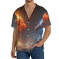 thumbnail image 1 of Hirioo Red And Blue Fire Dragon D for Men's Cuban Collar Short Sleeve Shirt Button Down Shirt Beach Summer Shirts Wedding Vacation Shirts-3X-Large, 1 of 5